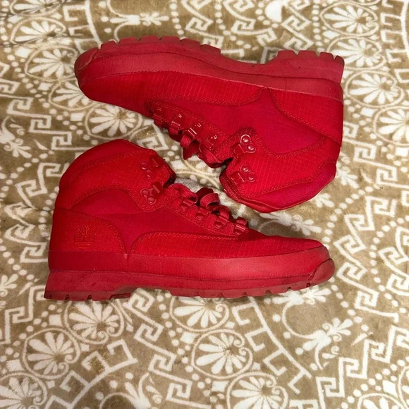 Timberland Euro Hiker Rip Comfortable Boots All Red Men's TB0A1507 - Size 7.5 - Picture 1 of 8